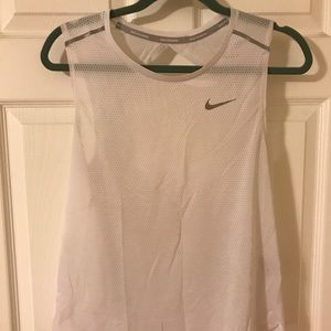White Mesh Nike Running Tank